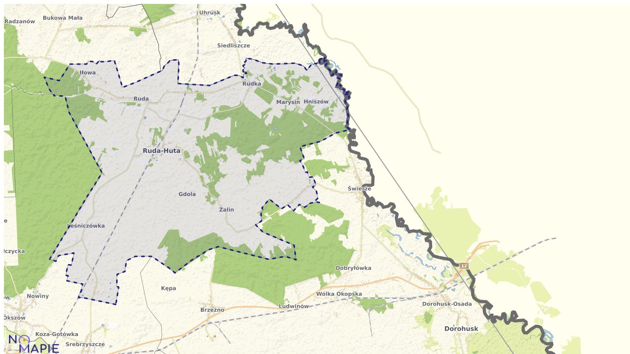 Mapa obszarów ochrony przyrody Rudy-Huty