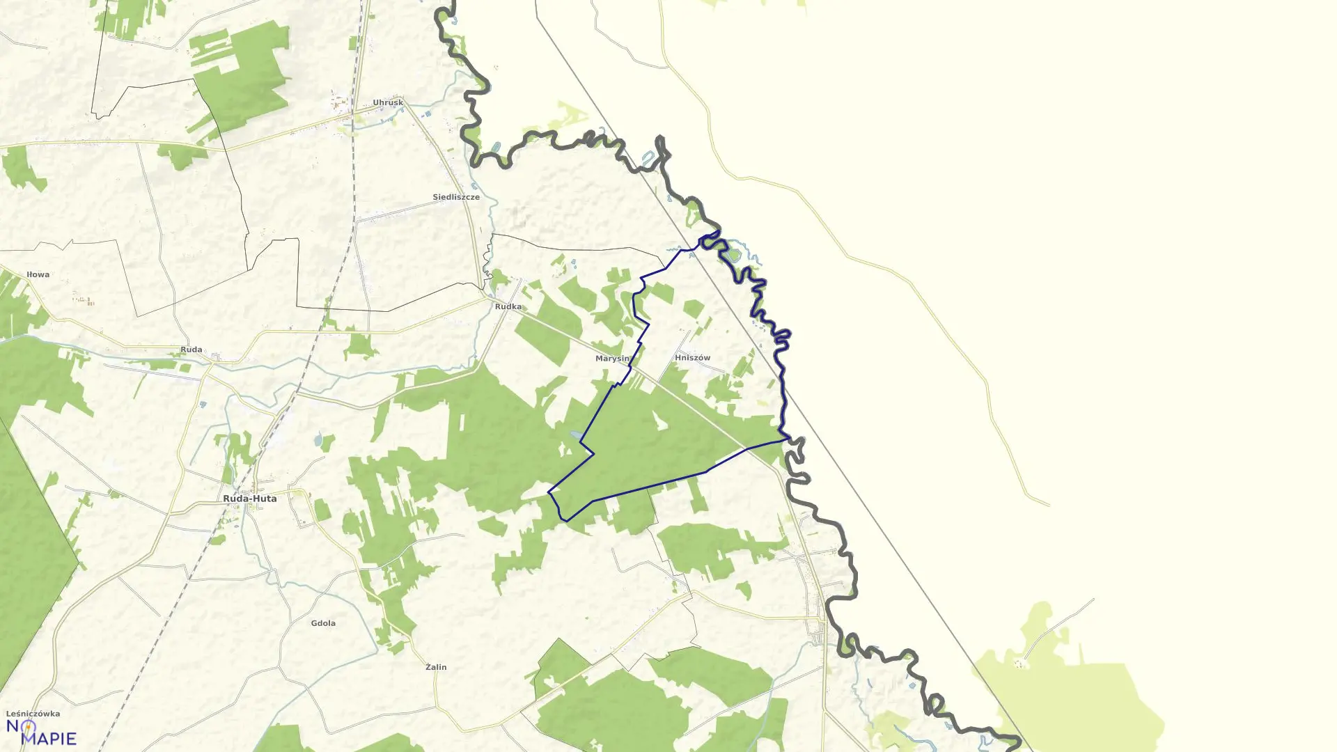 Mapa obrębu HNISZÓW w gminie Ruda-Huta