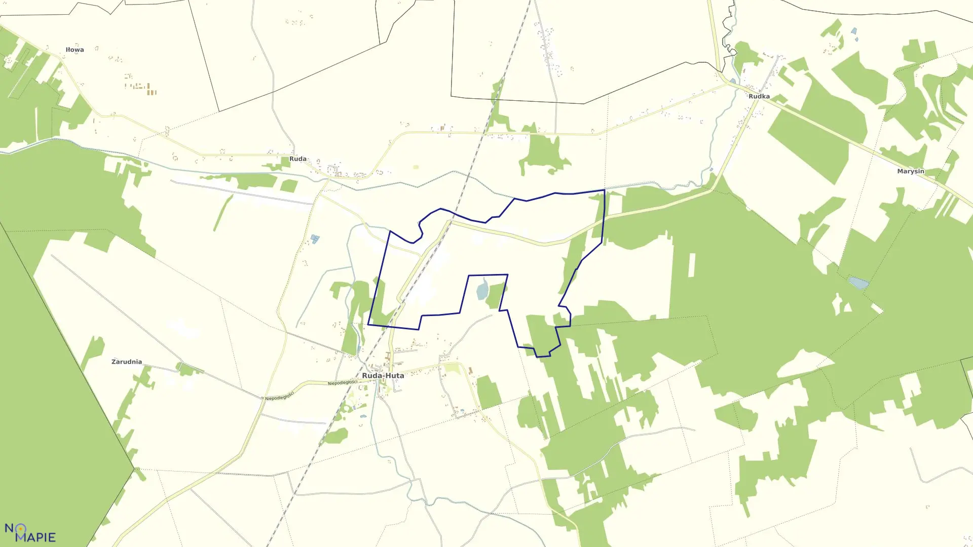 Mapa obrębu RUDA-OPALIN w gminie Ruda-Huta