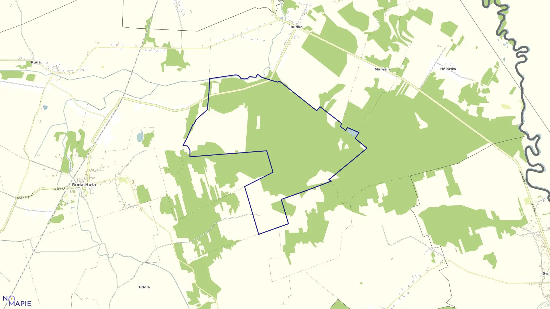 Mapa obrębu RUDKA-KOLONIA w gminie Ruda-Huta